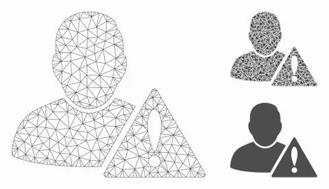 User Error Vector Mesh Network Model and Triangle Mosaic Icon Stock Illustration