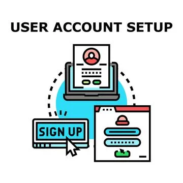 User establishing new account and online access Stock Illustration