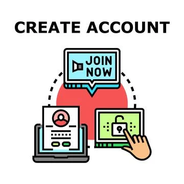 User establishing secure account accessing online content Illustrazione stock