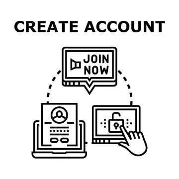 User establishing secure account accessing online content Illustrazione stock