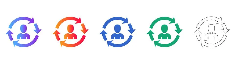 User Experience and Feedback Loop Icons Set Stock Illustration