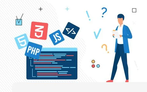 User experience and interface programming designer Stock Illustration