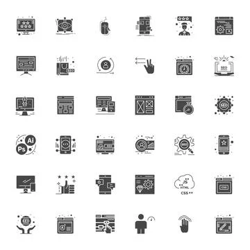 User Experience Complete Vector Package with 36 High Resolution Filled PIXE.. Stock Illustration