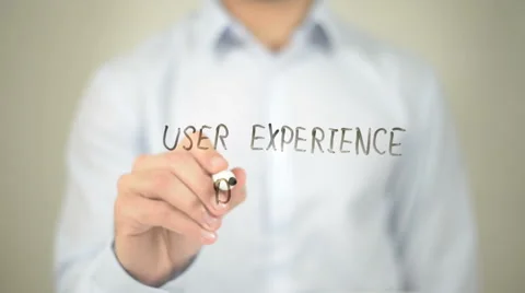 User Experience Design, Man Writing on Transparent Screen Stock Footage 62877973