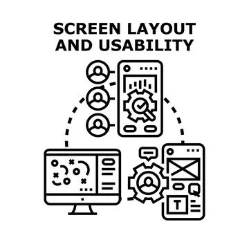User experience design optimizing screen layout usability 库存插图