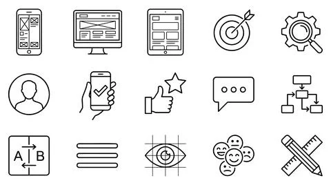 User experience design outline icon collection for digital product development イラスト素材