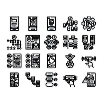 User experience design process mobile app development 스톡 일러스트