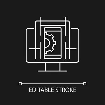 User experience design white linear icon for dark theme イラスト素材