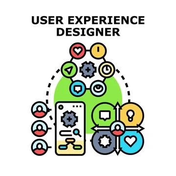 User experience designer creating digital product experience Stock Illustration