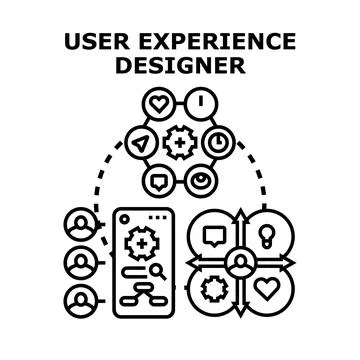User experience designer creating digital product experience Stock Illustration