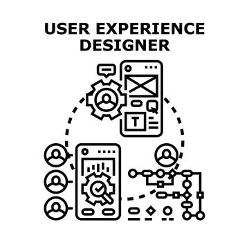 User experience designer creating interface and optimizing application Illustration