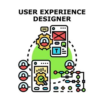 User experience designer creating interface and optimizing application Stock Illustration