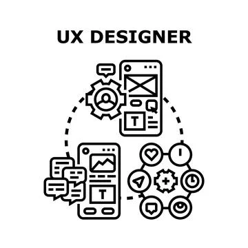 User experience designer creating mobile application interface Stockillustratie