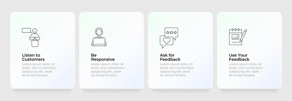 User experience feedback feature cards layout Illustration