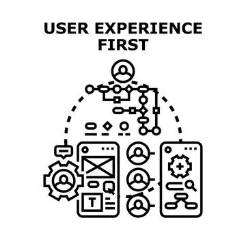 User experience first concept in digital product design Stock Illustration
