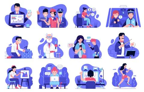 User Experience Illustrations with IT People Stock Illustration