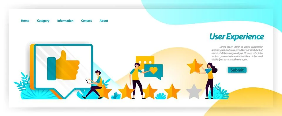 User experience including comments, ratings and reviews is feedback in managi Stock Illustration