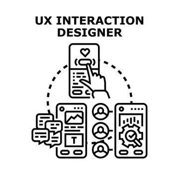 User experience interaction designer concept for app development Stock Illustration