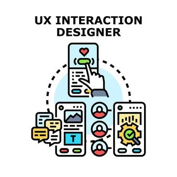 User experience interaction designer concept for app development Stock Illustration