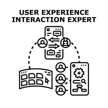 User experience interaction expert designing digital products Illustrazione stock