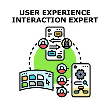 User experience interaction expert designing digital products Illustrazione stock