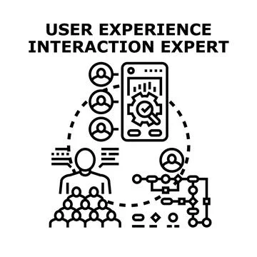 User experience interaction specialist analyzing digital customer journey 스톡 일러스트