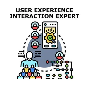 User experience interaction specialist analyzing digital customer journey Stock Illustration
