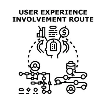 User experience involvement route process digital diagram Ilustração Stock