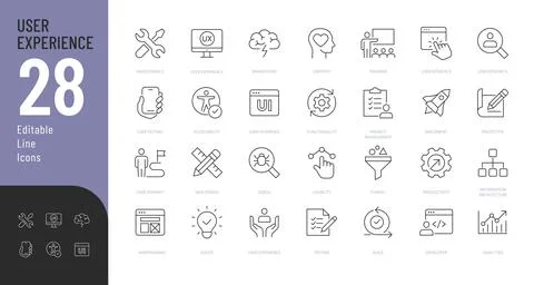 User Experience Line Editable Icons set. Stock Illustration