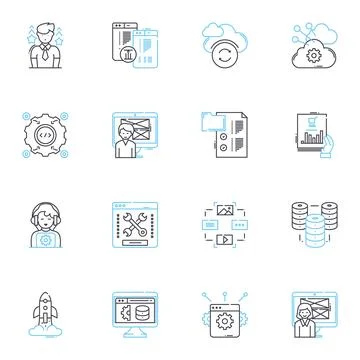 User experience linear icons set. Interface, Navigation, Interaction, Design 스톡 일러스트