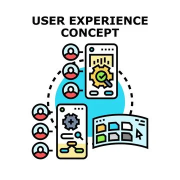 User experience optimizing process for mobile application development Illustrazione stock