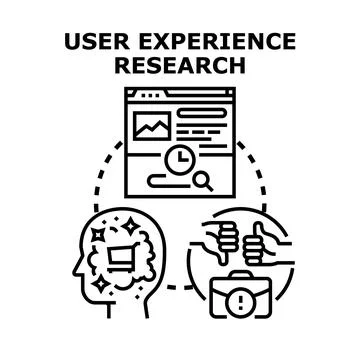 User experience research analyzing digital business interaction Stock Illustration