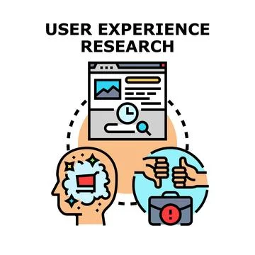 User experience research analyzing digital business interaction Stock Illustration