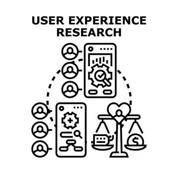 User experience research concept improving digital product Stock Illustration