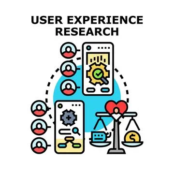 User experience research concept improving digital product Stock Illustration