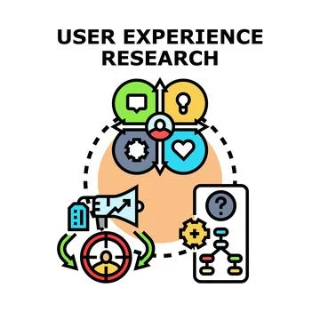 User experience research process with digital device Stock Illustration