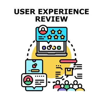 User experience review evaluating digital service quality Stock Illustration