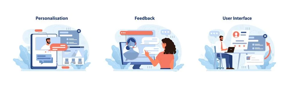 User Experience set. Flat vector illustration Stock Illustration