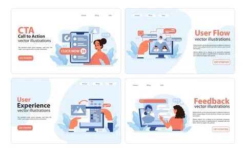 User Experience set. Flat vector illustration Stockillustratie