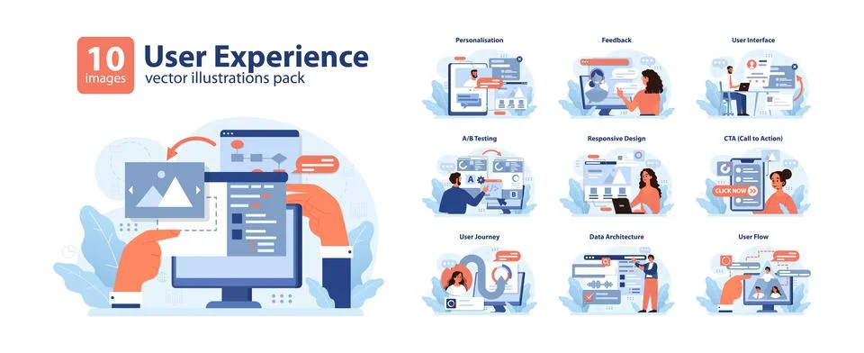 User Experience set. . Flat vector illustration Stock Illustration