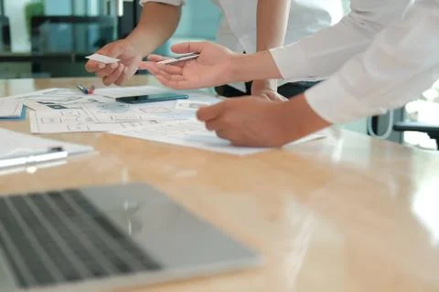 User experience UX designer designing web on smart phone layout. UI developer Stock Photos