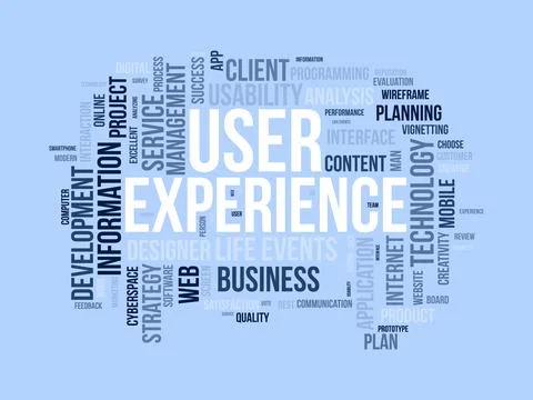 User Experience wordcloud template. Web Business concept vector background. Ilustração Stock