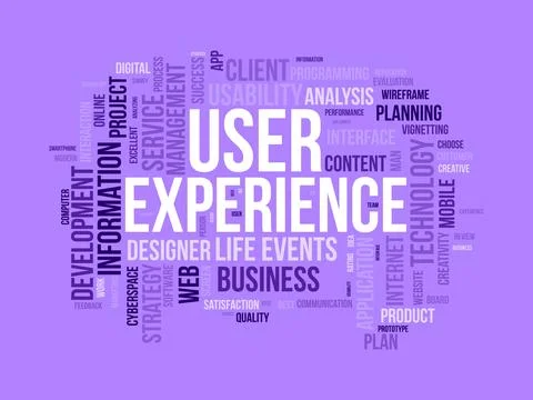 User Experience wordcloud template. Web Business concept vector background. Stock Illustration