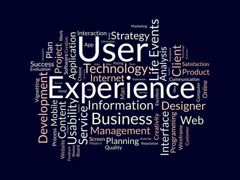 User Experience wordcloud template. Web Business concept vector background. Ilustração Stock