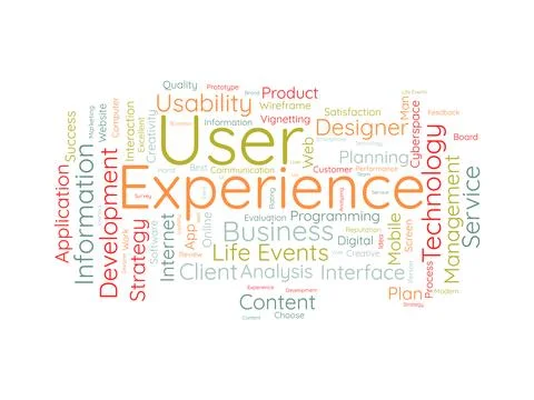 User Experience wordcloud template. Web Business concept vector background. Stock Illustration
