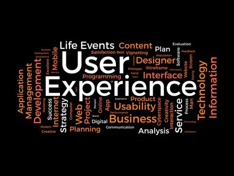 User Experience wordcloud template. Web Business concept vector background. Stock Illustration