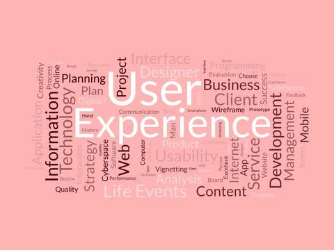 User Experience wordcloud template. Web Business concept vector background. Stock Illustration