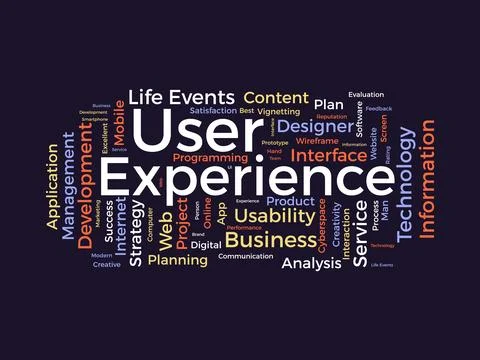 User Experience wordcloud template. Web Business concept vector background. Stock Illustration