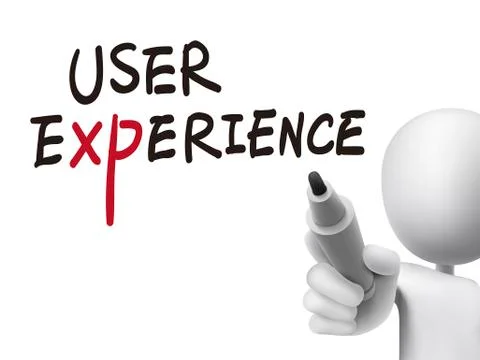 User experience words written by 3d man Stock Illustration