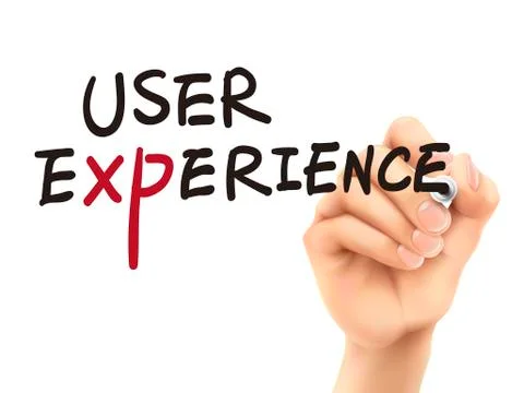 User experience words written by 3d hand Stock Illustration